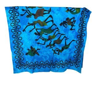 India Arts African Tribal Folk Art Cotton Bedspread Tapestry Blue Single Boho